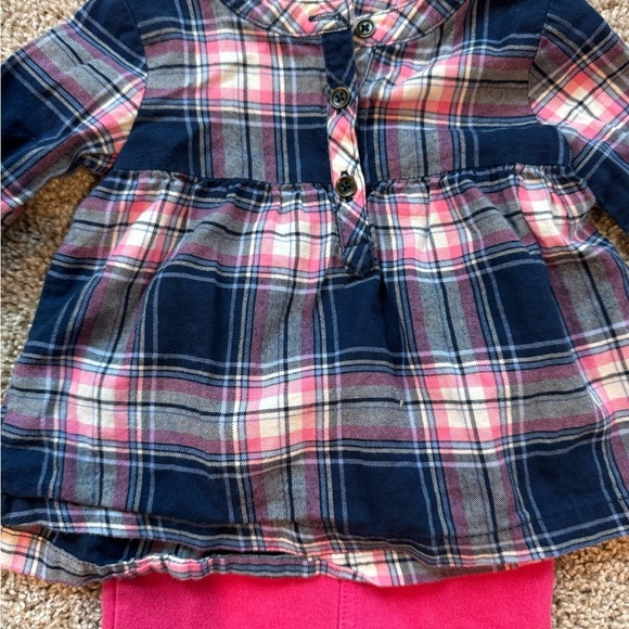 Carter’s Plaid Tunic long sleeve top and Pink Leggings outfit Size 12 Months - Picture 3 of 11